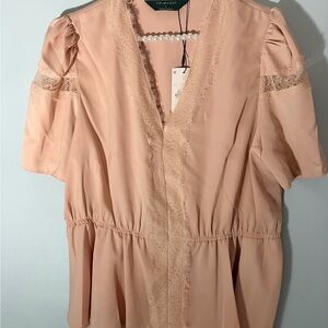 Primark Blush Peach Lace-Trim V-Neck Tunic